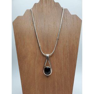 Sterling silver and Black onyx pendant necklace